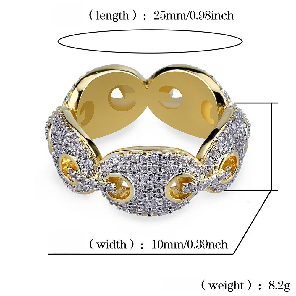 Luxury Gemstone Hip Hop Ring | 18K Gold Plated Micro-Pave | Caratix