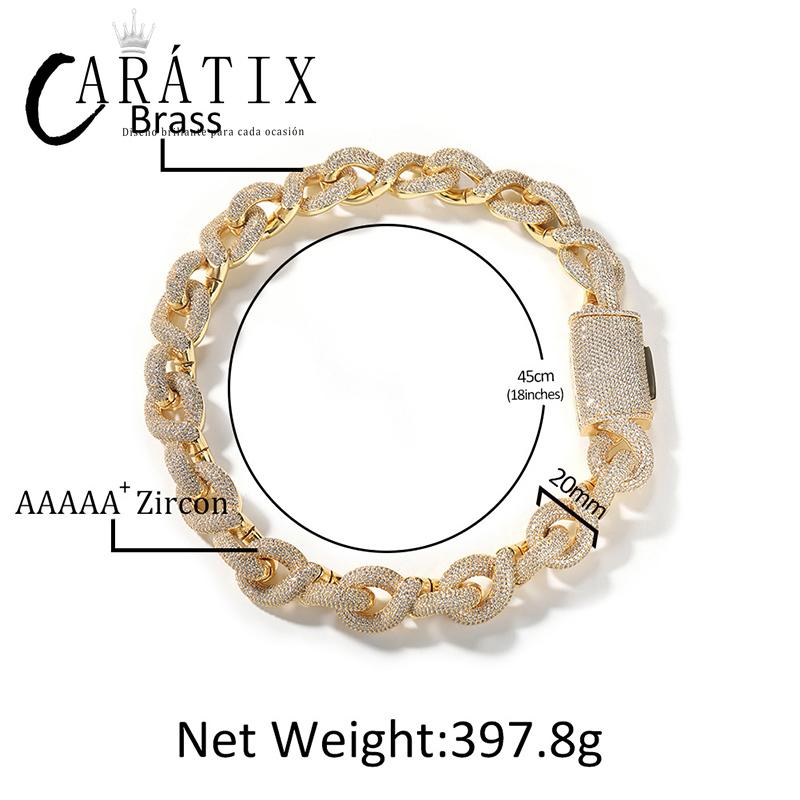 CARÁTIX 20mm Infinity Cuban Chain | 5A+ CZ Iced Out Hip Hop Necklace for Men