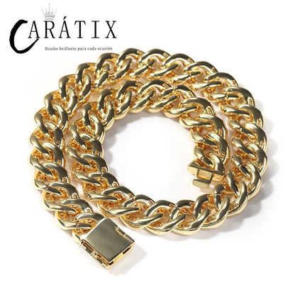 CARÁTIX 15mm Round Cuban Link Chain Necklace – Claw Setting 3A+ CZ Iced Out Hip Hop Bling Jewelry for Men | Miami Rapper Gift