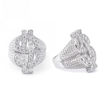 D-Color Moissanite Dollar Ring | S925 Silver Men’s Iced Out Hip Hop Jewelry - CaratixJewelry
