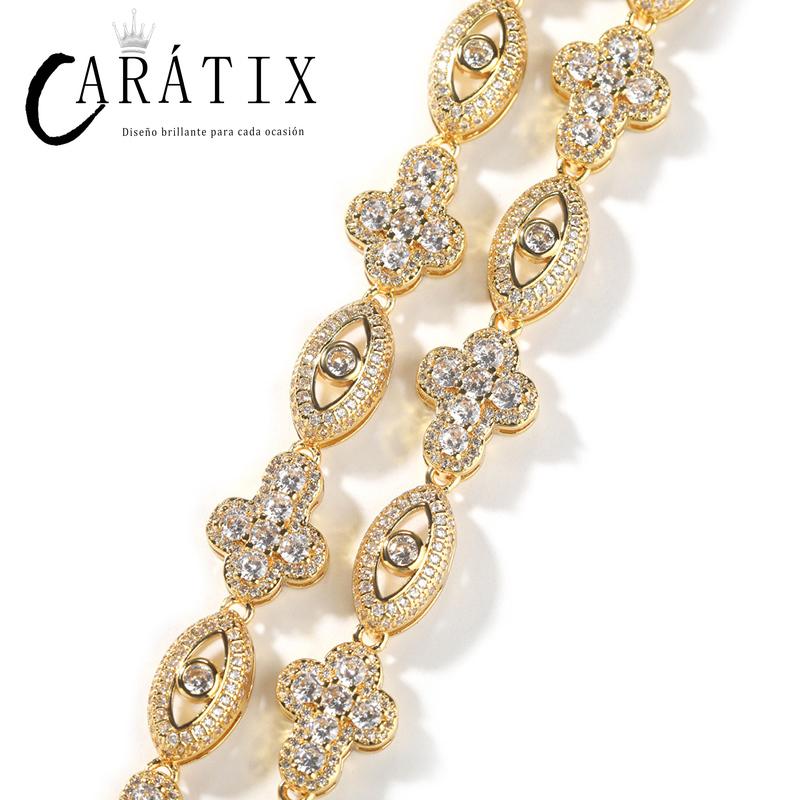 CARÁTIX Eyes & Cross Link Chain | 5A+ CZ Iced Out Hip Hop Bracelet Necklace for Men
