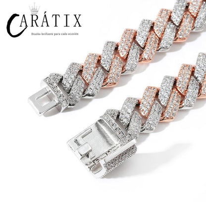 CARÁTIX 14mm Two Tone Cuban Chain | 5A+ CZ Iced Out Claw Set Hip Hop Necklace for Men