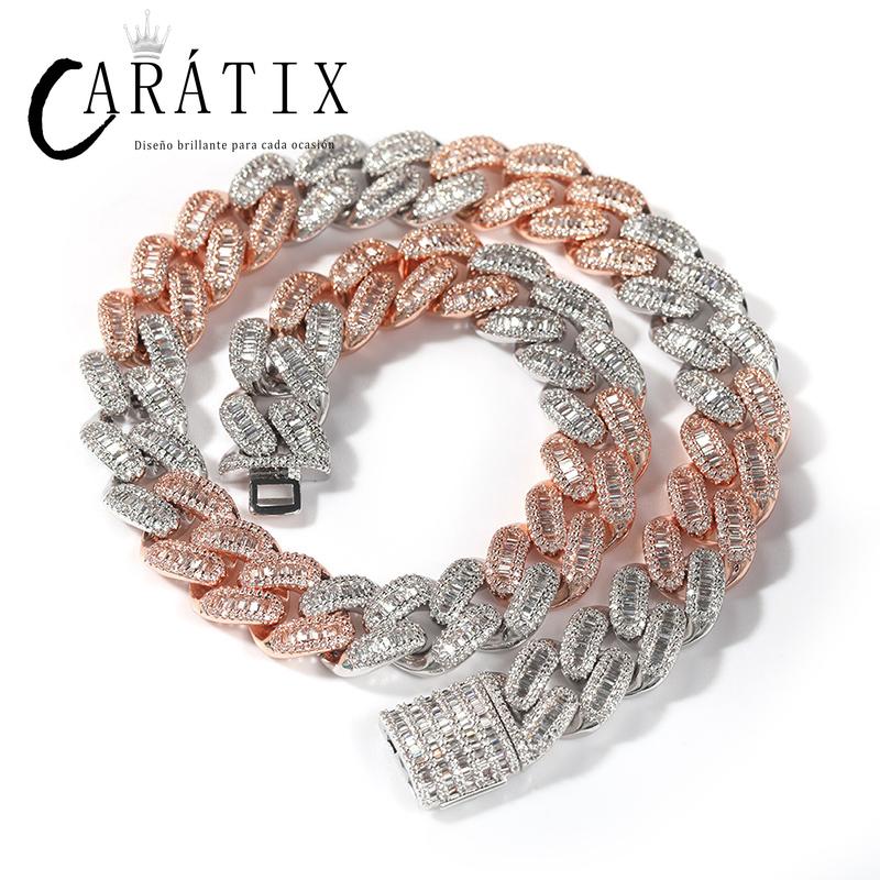 CARÁTIX 15mm Square CZ Cuban Chain | Claw Set Iced Out Hip Hop Necklace for Men (14"-20")