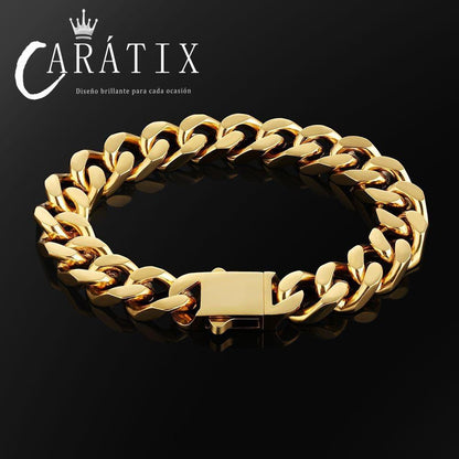 CARÁTIX-Chunky Necklace High Polished Stainless Steel Miami Flat Curb Cuban Link Chain For Men Valentine's Day Gift for Men & Girls & Boys Mothers' Day Gift #Springtok