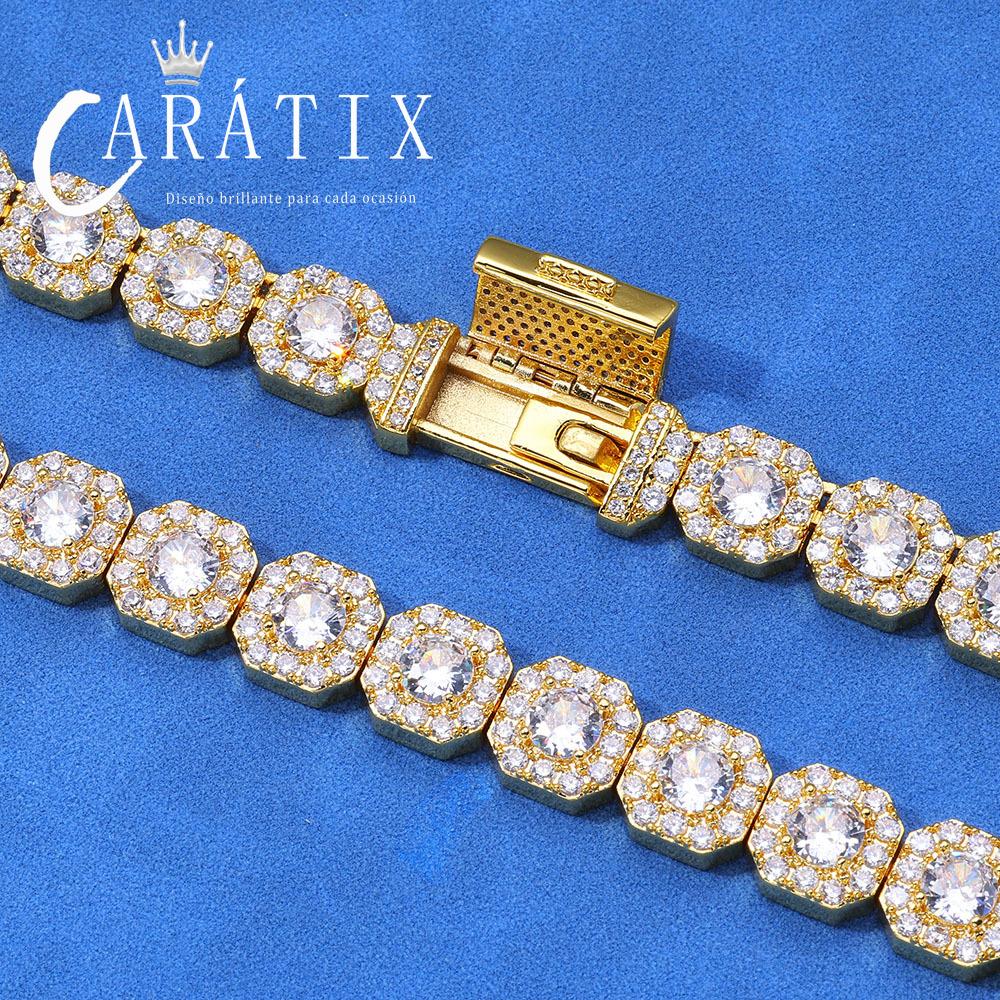 CARÁTIX - 10mm 12mm Men's Tennis Necklace Luxury Cube Zirconia Popular Personalized Women's Cluster Tennis Chain GiftValentine's Day Gift for Men & Girls & Boys Mothers' Day Gift #Springtok