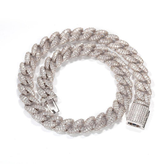 CARÁTIX 12mm 3-Row Cuban Chain | CZ Iced Out Hip Hop Necklace for Men