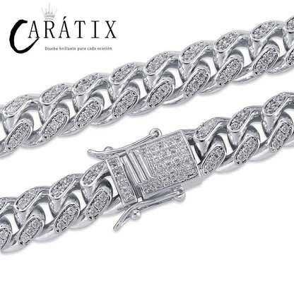 CARÁTIX 10mm Claw Set Cuban Chain | 3A+ CZ Iced Out Hip Hop Necklace for Men