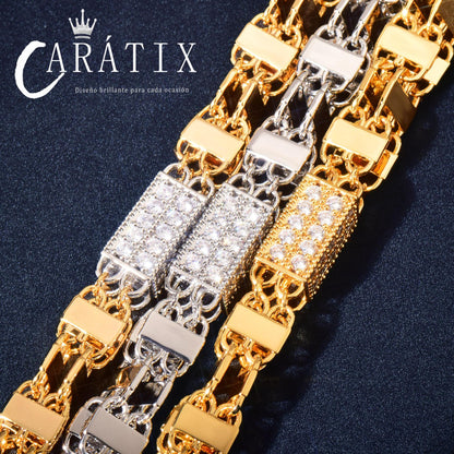 CARÁTIX Square Box Chain Necklace – AAAAA Zircon Iced Out Hip Hop Bling Jewelry for Men | Multi-Size Chino Link Chain