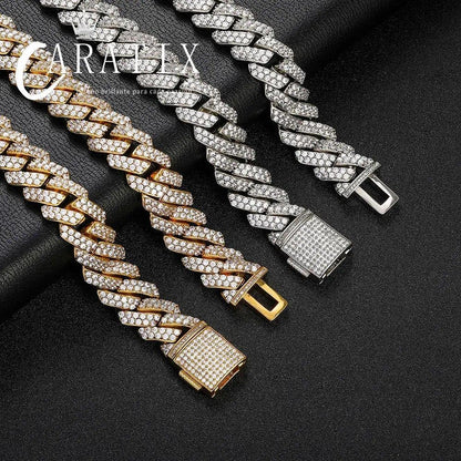 CARÁTIX 15mm White Plated Cuban Link Chain Necklace – Cubic Zirconia Iced Out Hip Hop Choker Jewelry for Men | Gift