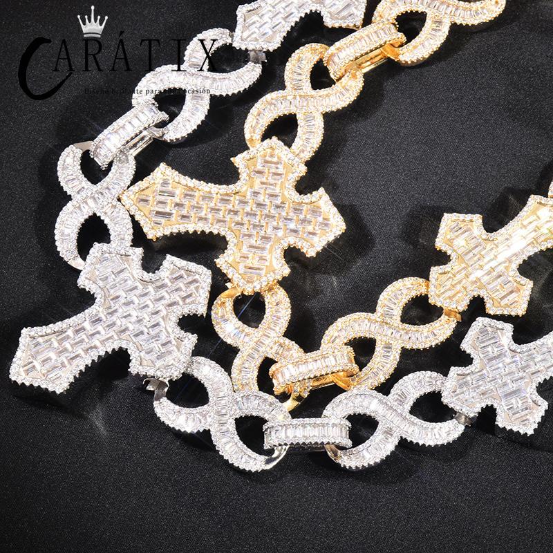 CARÁTIX Hip Hop Iced Out Crosses Infinity Link Chain Necklace – CZ Jewelry in Gold & Silver for Men & Women