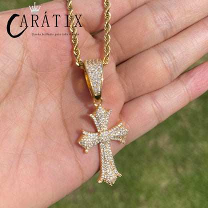 CARÁTIX Iced Out Cross Pendant Necklace – CZ Hip Hop Jewelry for Women & Men