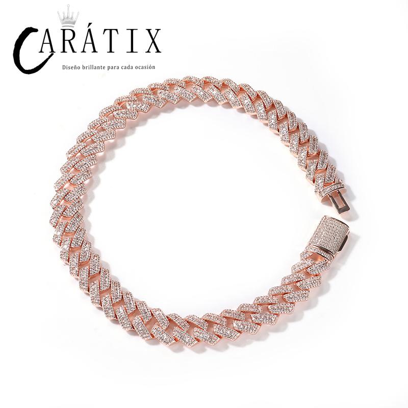 CARÁTIX 17mm Iced Out Cuban Link Chain Necklace – 5A CZ Claw Inlay Hip Hop Bling Jewelry for Men | Rapper Gift