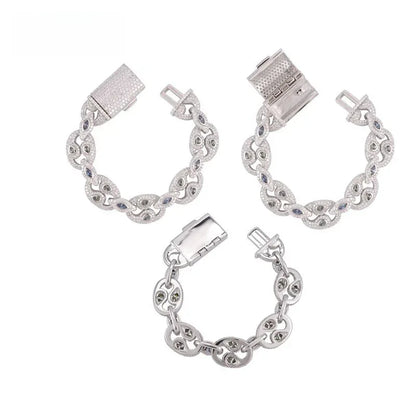 15mm Moissanite Eye Cuban Link Bracelet | S925 Silver Hip Hop Jewelry - CaratixJewelry