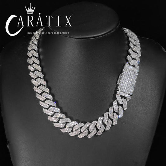 CARÁTIX 20mm Iced Out Cuban Link Chain Necklace – 5A+ CZ Rhombus Hip Hop Bling Jewelry for Men | Rapper Gift