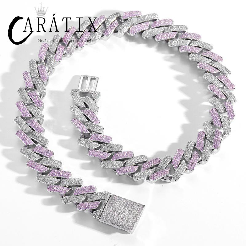 CARÁTIX 20mm Rhombus Cuban Chain Set | 3A+ CZ Iced Out Hip Hop Necklace & Bracelet for Men