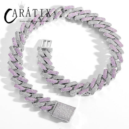 CARÁTIX 20mm Rhombus Cuban Chain Set | 3A+ CZ Iced Out Hip Hop Necklace & Bracelet for Men