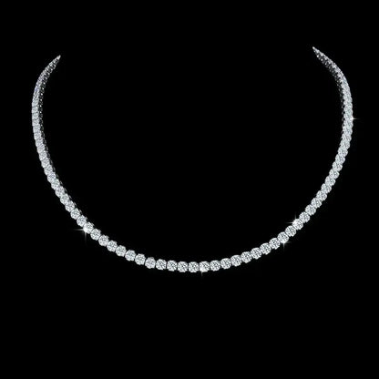 Iced-Out Moissanite Necklace – S925 Sterling Silver Clavicle & Choker Chain Luxury Jewelry for Women - CaratixJewelry