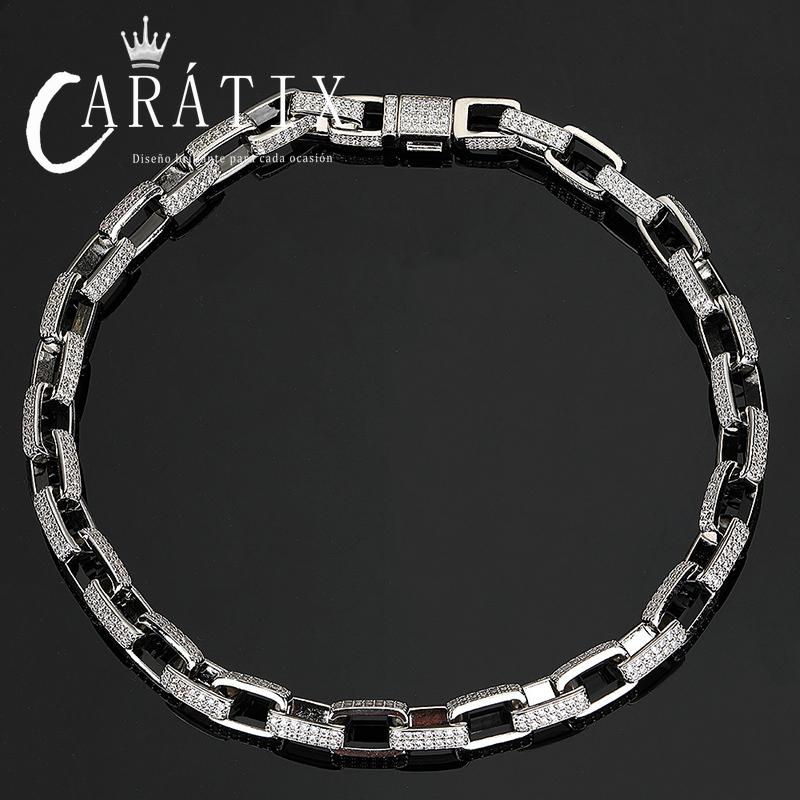 CARÁTIX 7"-28" Square Link Chain Bracelet – 5A+ CZ Iced Out Hip Hop Bling Jewelry for Men & Women | Rapper Gift