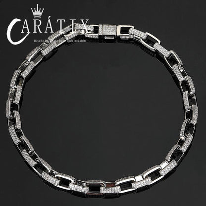 CARÁTIX 7"-28" Square Link Chain Bracelet – 5A+ CZ Iced Out Hip Hop Bling Jewelry for Men & Women | Rapper Gift
