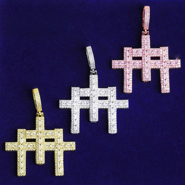 Iced Out 3-in-1 Triple Cross Pendant | Men's Super Combo Stacked Necklace - CaratixJewelry