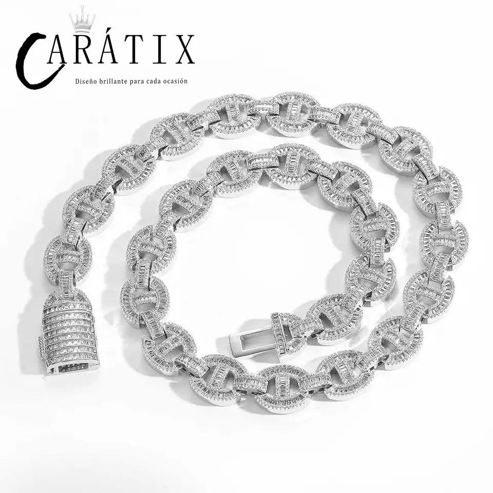 CARÁTIX Full Pave Pig Nose Chain Bracelet – Hip Hop Jewelry for Women & Men, Iced Out Statement Bangle