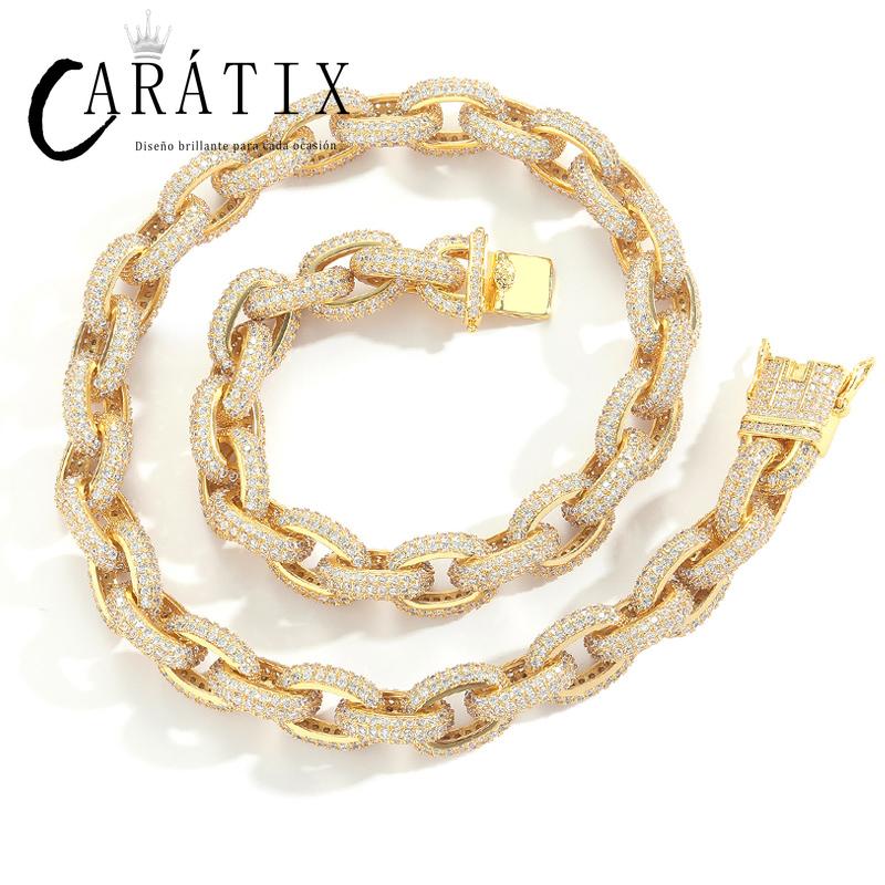 CARÁTIX Beads Cross Chain | 5A+ CZ Iced Out Hip Hop Necklace for Men