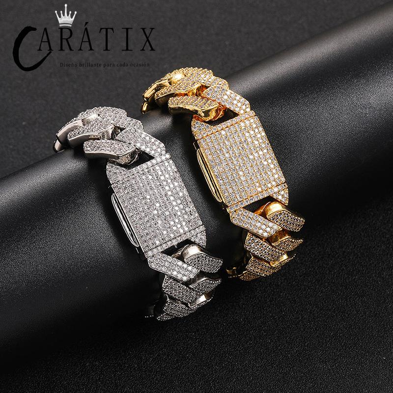 CARÁTIX 20mm 3-Row Rhombus Cuban Chain | CZ Iced Out Hip Hop Necklace for Men (7"–24")