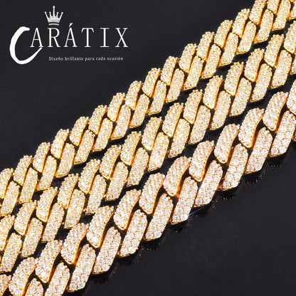 CARÁTIX 8mm/10mm/12mm Rhombus Cuban Link Chain Set – 5A+ CZ Iced Out Hip Hop Bling Necklace & Bracelet Jewelry for Men | Gift Idea