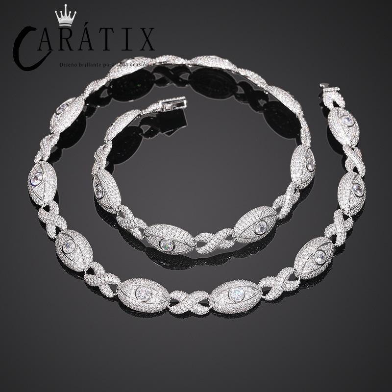 CARÁTIX 5A+ CZ Iced Out Eyes Cuban Link Chain Necklace – Infinity Hip Hop Bling Jewelry for Men & Women | Unisex Rapper Gift