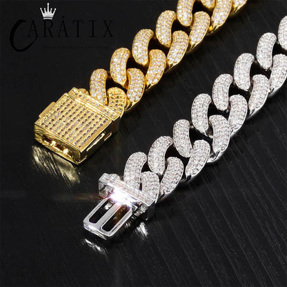 CARÁTIX Rose Gold Iced Out Cuban Chain | AAA CZ Miami Link Hip Hop Necklace for Men