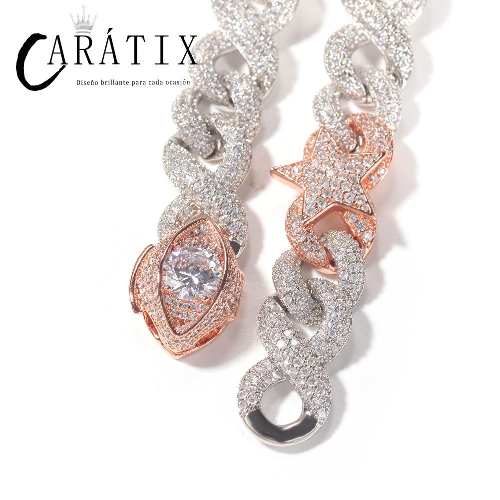 CARÁTIX Star Eyes Infinity Cuban Link Chain Necklace – 5A+ CZ Iced Out Hip Hop Bling Jewelry for Men | Claw Setting Rapper Gift