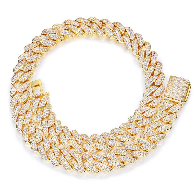 CARÁTIX 3 Row Iced Out Cuban Link Chain Necklace – Gold & Silver CZ Hip Hop Bling Jewelry for Men | Rapper Chain Gift