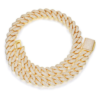 CARÁTIX 3 Row Iced Out Cuban Link Chain Necklace – Gold & Silver CZ Hip Hop Bling Jewelry for Men | Rapper Chain Gift