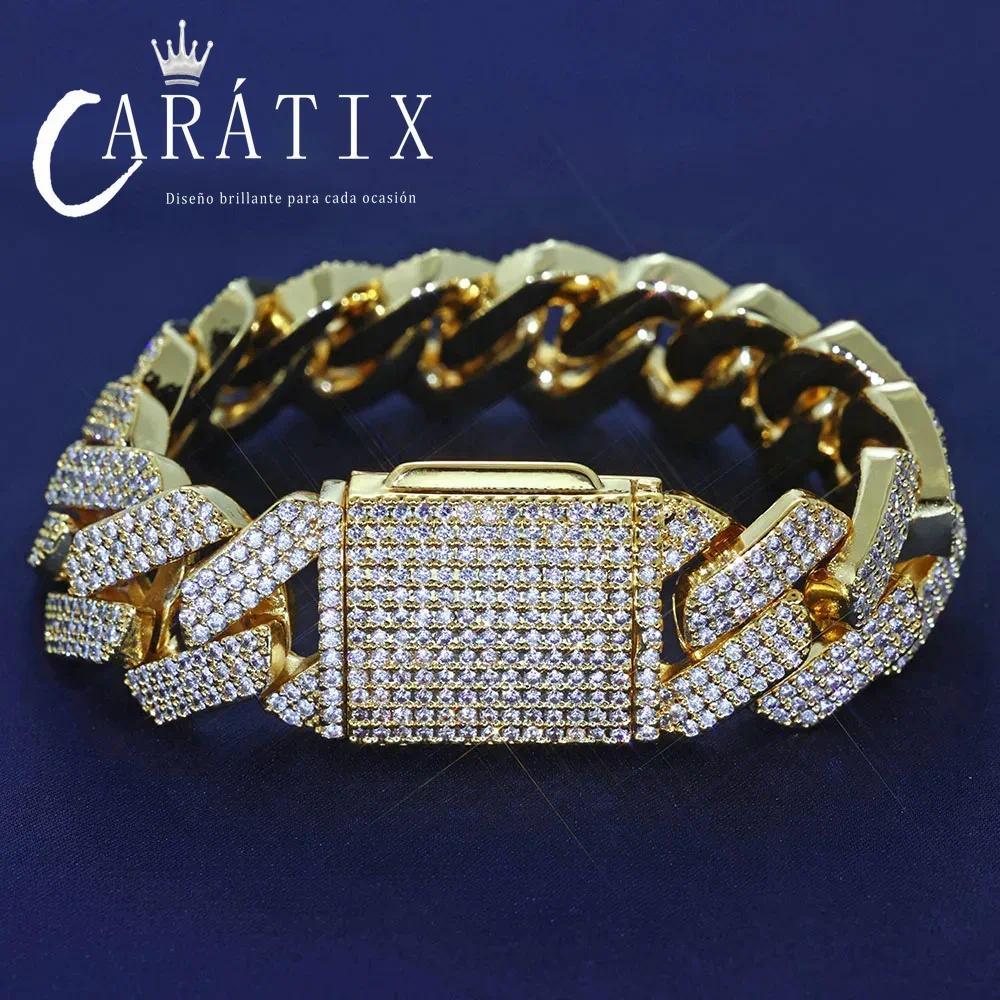 CARÁTIX 20mm Two-Tone Miami Cuban Link Chain Necklace – 5A CZ Iced Out Hip Hop Bling Jewelry for Men | Rapper Gift