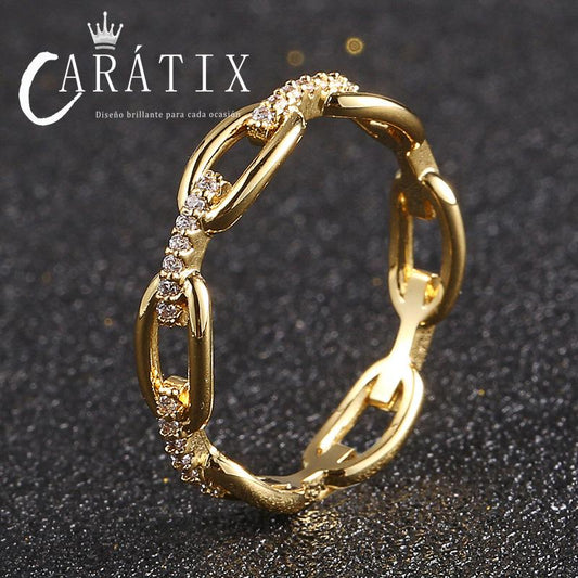 Caratix-New couple ring plated with micro-inlaid zircon niche design, personalized simple unisex ring, high quality hip-hop ring