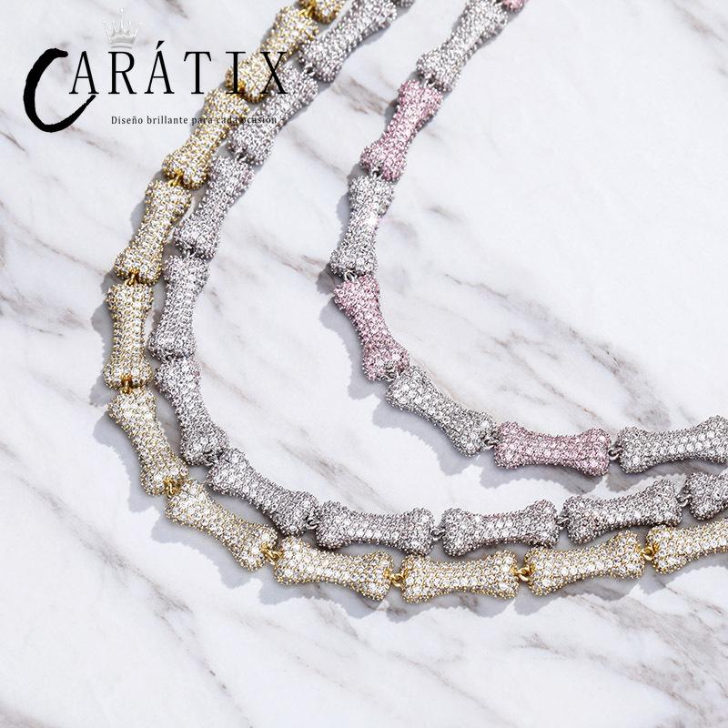 CARÁTIX Bone Link Chain | Full AAA CZ Iced Out Hip Hop Necklace for Men & Women