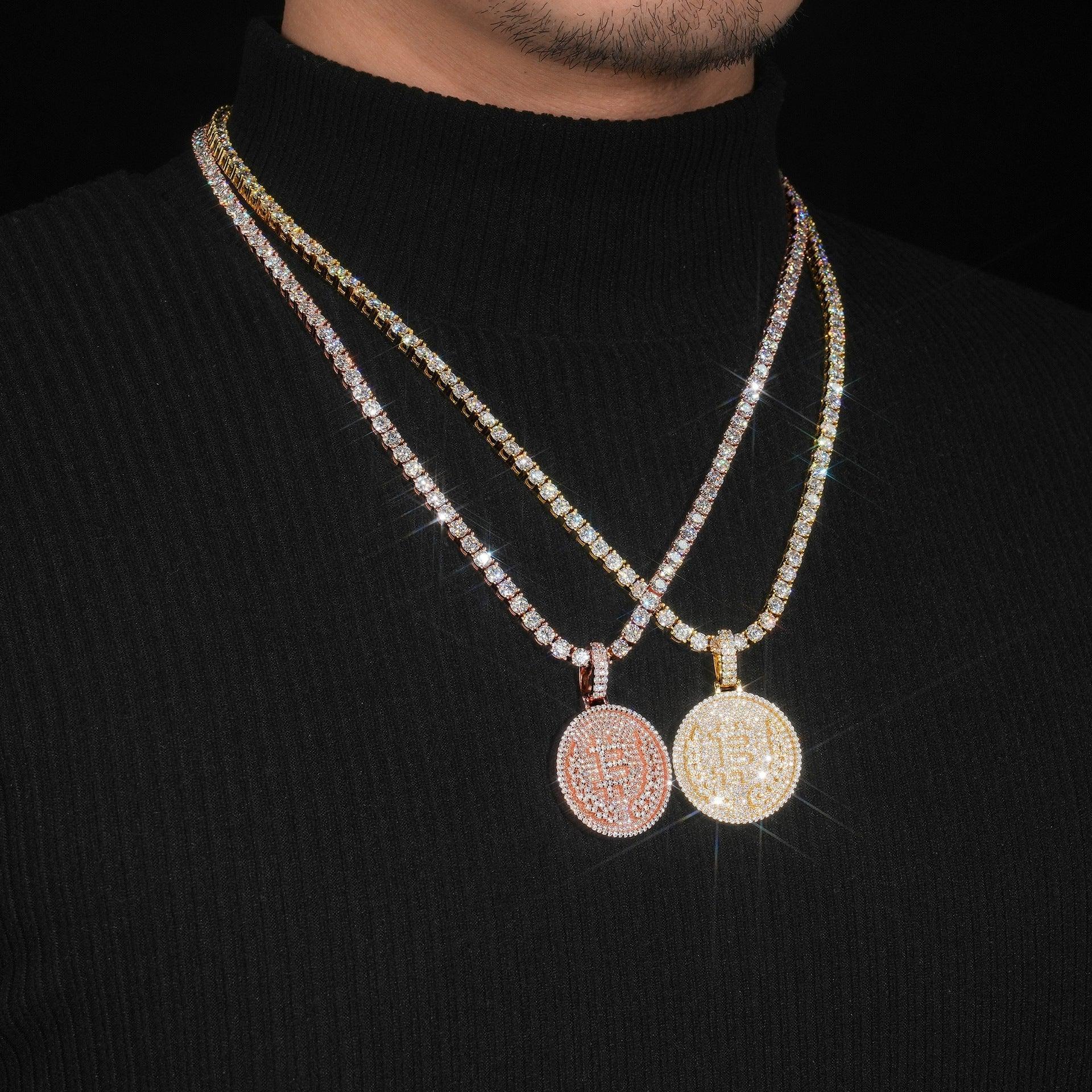 Bitcoin Hip-Hop Moissanite Pendant – S925 Silver Moissanite Jewelry - CaratixJewelry