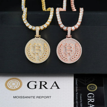 Bitcoin Hip-Hop Moissanite Pendant – S925 Silver Moissanite Jewelry - CaratixJewelry