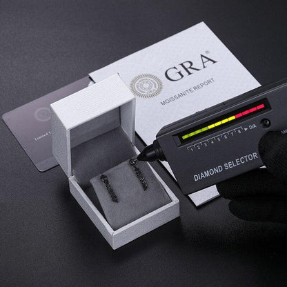 Black Iced D Color VVS Tassel Style 925 Silver Earrings - CaratixJewelry