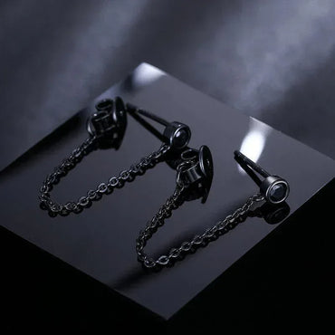 Black Iced D Color VVS Tassel Style 925 Silver Earrings - CaratixJewelry