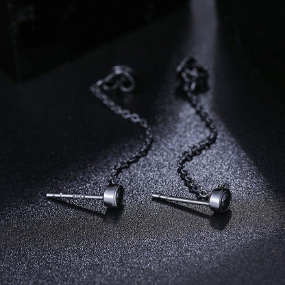 Black Iced D Color VVS Tassel Style 925 Silver Earrings - CaratixJewelry