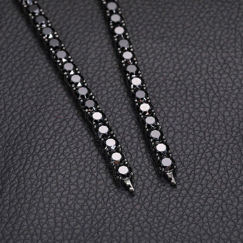 Black Moissanite Tennis Chain – S925 Sterling Silver Single-Row Hip Hop Men’s Streetwear Necklace (Multiple Widths) - CaratixJewelry