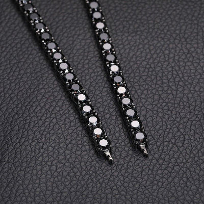 Black Moissanite Tennis Chain – S925 Sterling Silver Single-Row Hip Hop Men’s Streetwear Necklace (Multiple Widths) - CaratixJewelry