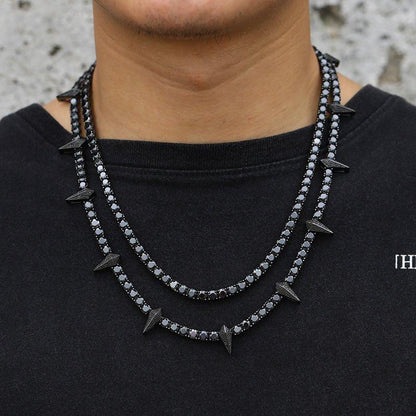 Black Moissanite Tennis Chain – S925 Sterling Silver Single-Row Hip Hop Men’s Streetwear Necklace (Multiple Widths) - CaratixJewelry