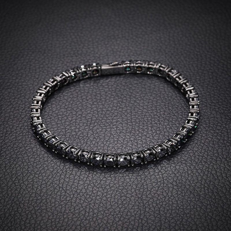 Black Moissanite Tennis Chain – S925 Sterling Silver Single-Row Hip Hop Men’s Streetwear Necklace (Multiple Widths) - CaratixJewelry