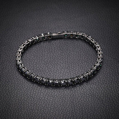 Black Moissanite Tennis Chain – S925 Sterling Silver Single-Row Hip Hop Men’s Streetwear Necklace (Multiple Widths) - CaratixJewelry