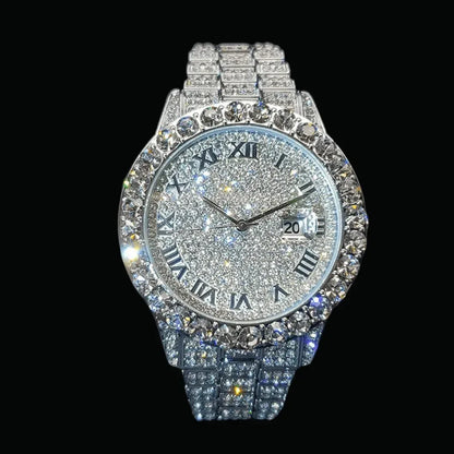 Bling Tennis Body Roman Numerals Iced Out Watch – Luxury Hip Hop Timepiece - CaratixJewelry