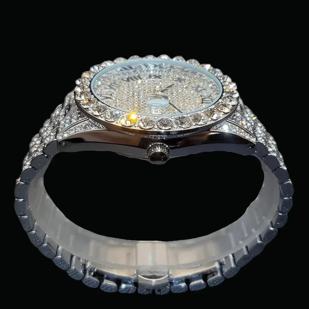 Bling Tennis Body Roman Numerals Iced Out Watch – Luxury Hip Hop Timepiece - CaratixJewelry