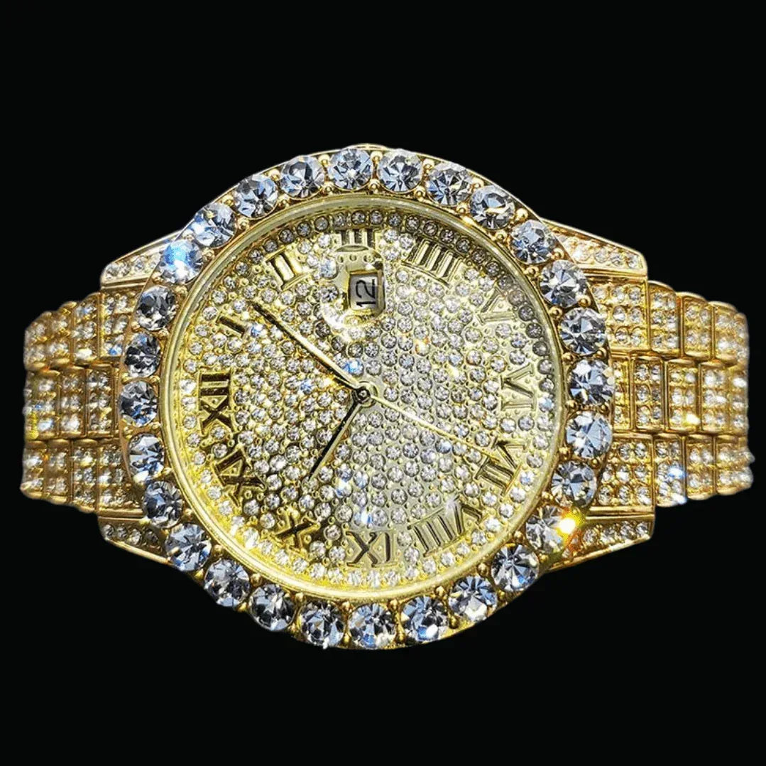 Bling Tennis Body Roman Numerals Iced Out Watch – Luxury Hip Hop Timepiece - CaratixJewelry