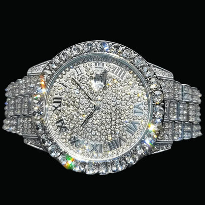 Bling Tennis Body Roman Numerals Iced Out Watch – Luxury Hip Hop Timepiece - CaratixJewelry